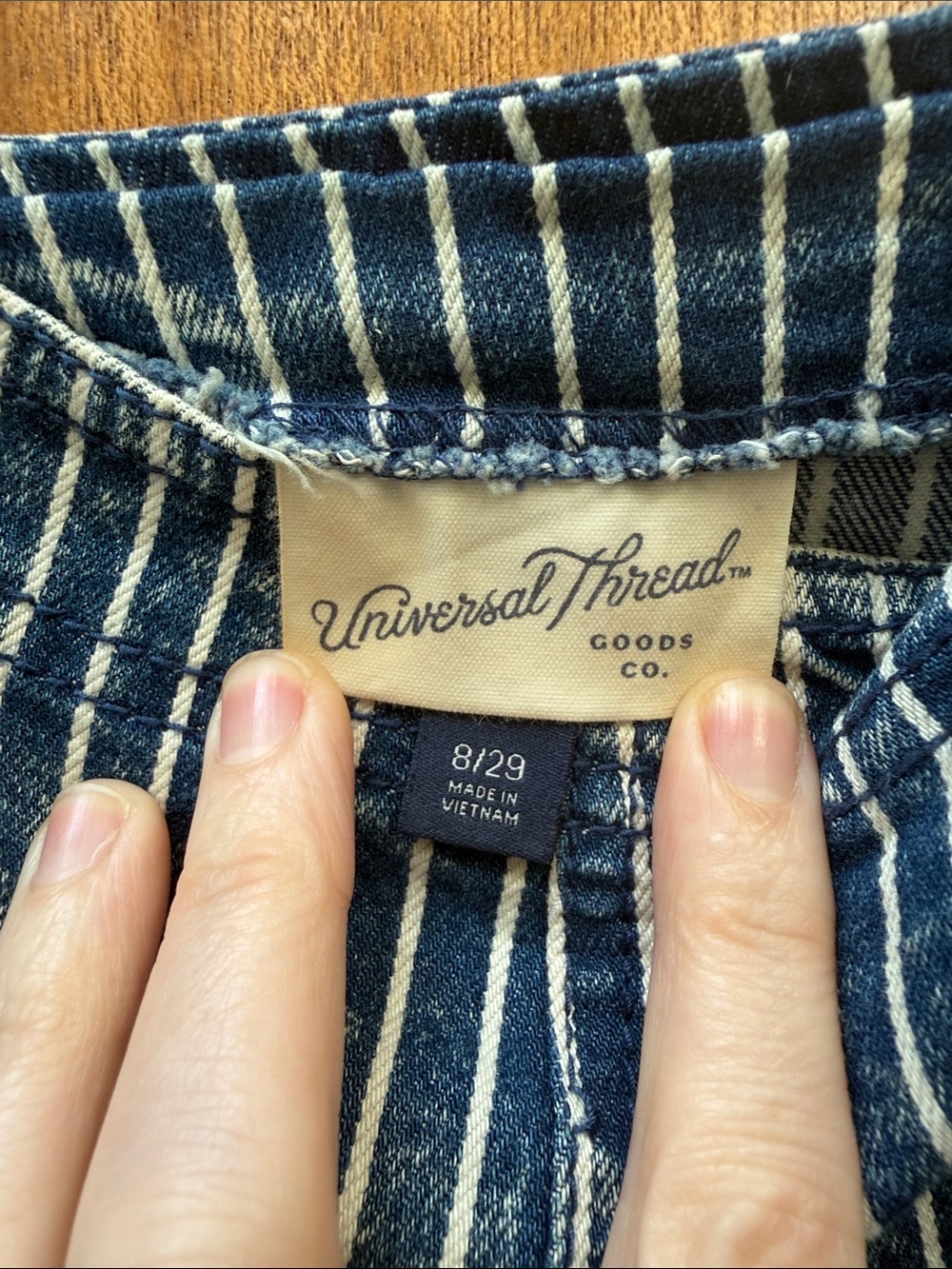 Universal Thread Blue and White Striped Denim Jumpsuit - Picture 2 of 2